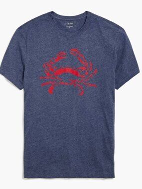 J Crew men’s blue cotton crewneck short sleeve graphic crab t-shirt top small
